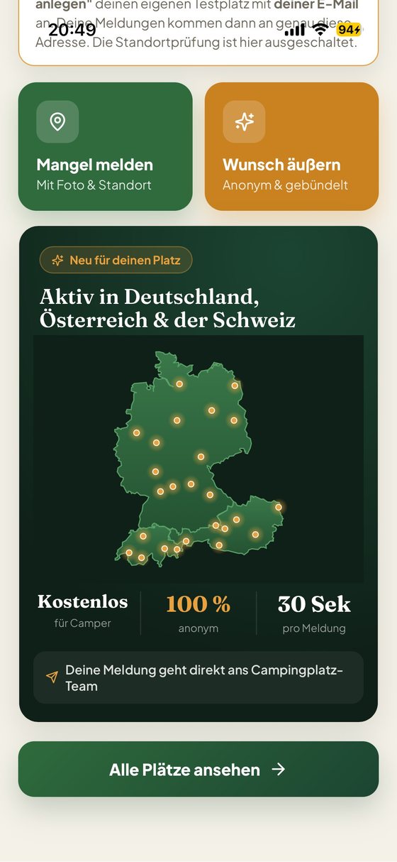 Meldung direkt ans Team